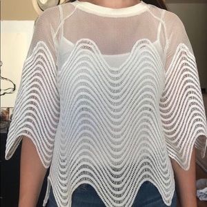 Trendy shear white blouse with elegant pattern and designer grade fabric